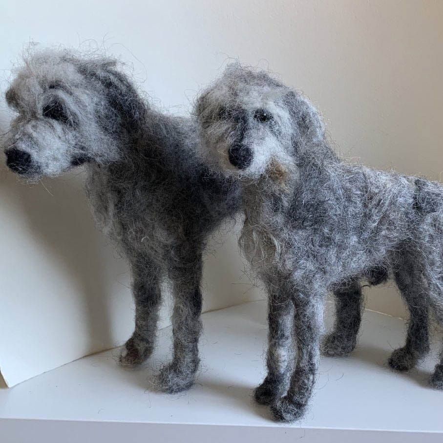 3D Pet Portrait of two dogs in felt