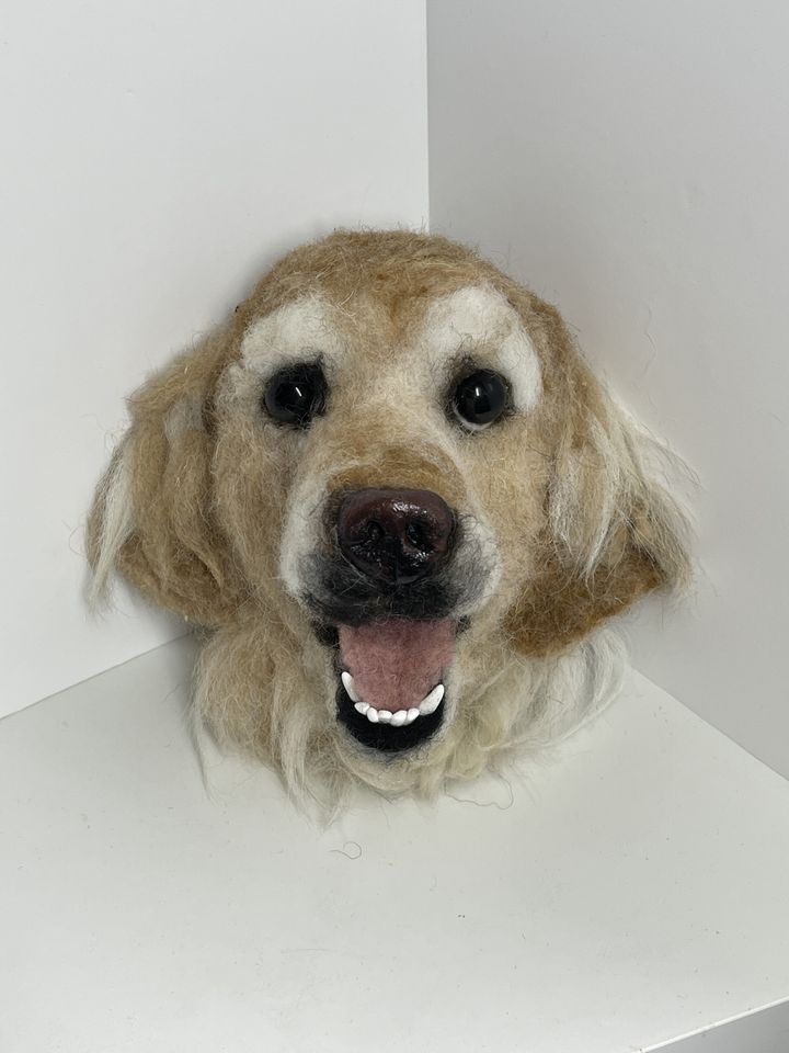 3D Pet Portrait of a Golden Retriever in felt