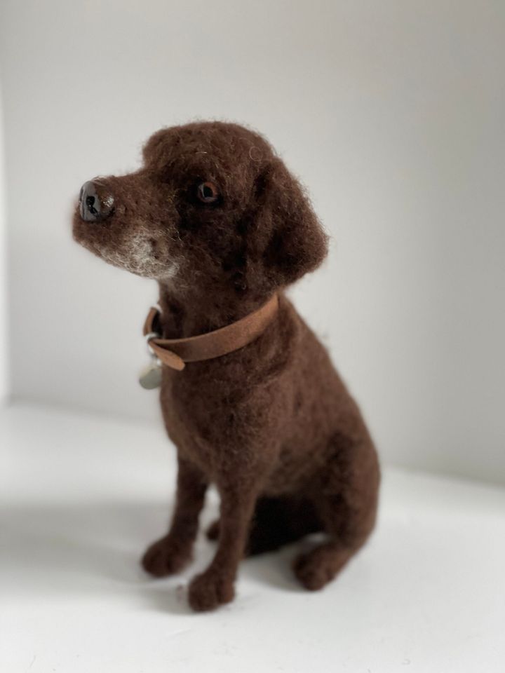 3D Pet Portrait of a Brown Labrador in felt