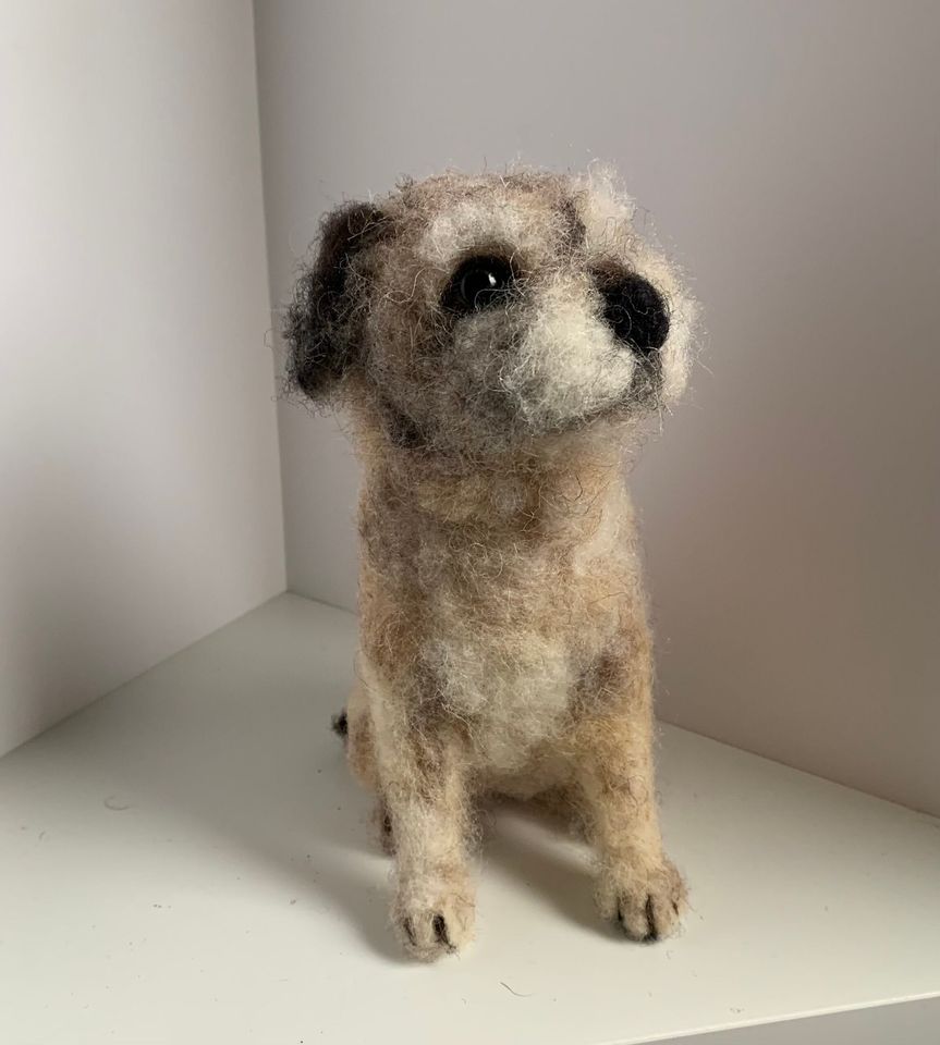 3D Pet Portrait of a brown dog in felt