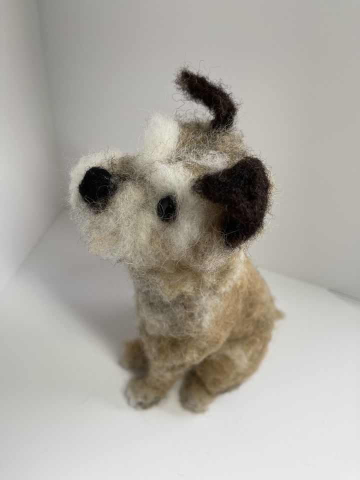 3D Pet Portrait of a brown dog in felt