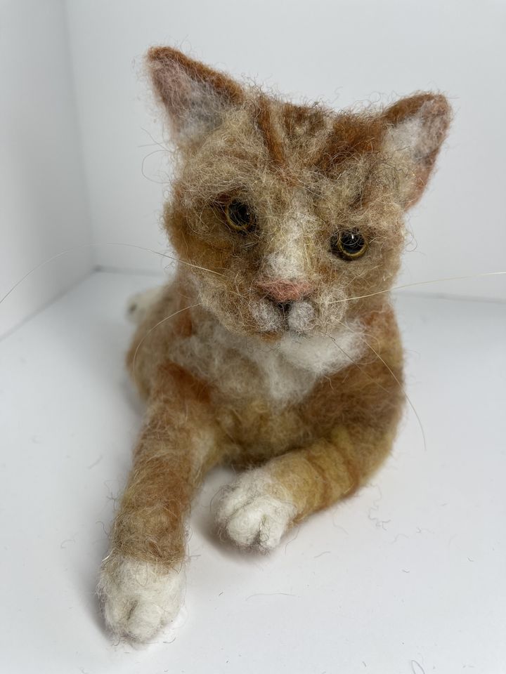 3D Pet Portrait of a ginger cat in felt