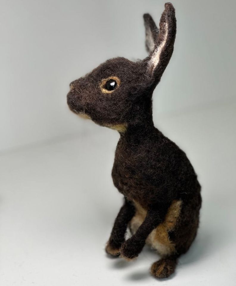 3D Pet Portrait of a brown rabbit in felt