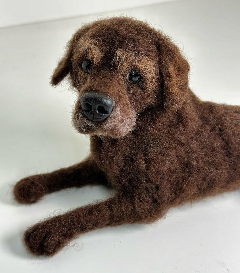 3D Pet Portrait of a brown dog in felt