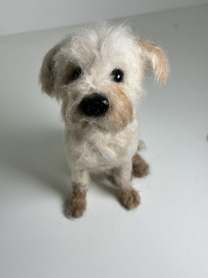 3D Pet Portrait of a white dog in felt