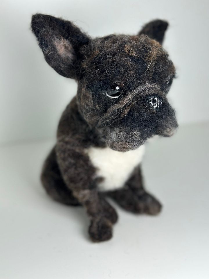 3D Pet Portrait of a French Bulldog in felt