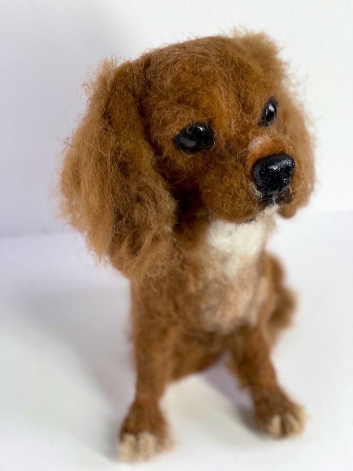 3D Pet Portrait of a ginger dog in felt