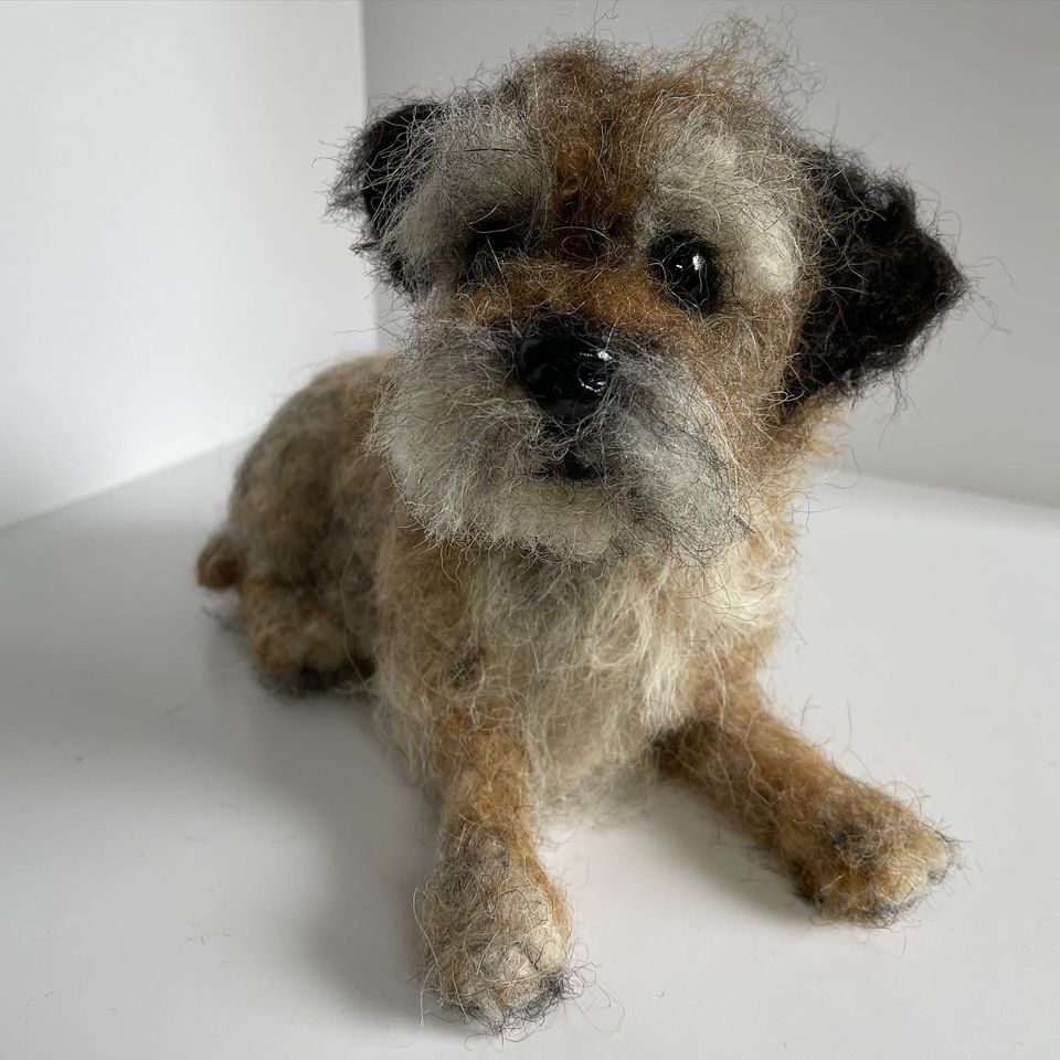 3D Pet Portrait of a brown dog in felt