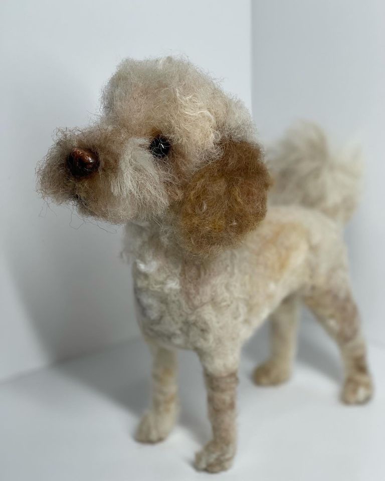 3D Pet Portrait of a white dog in felt