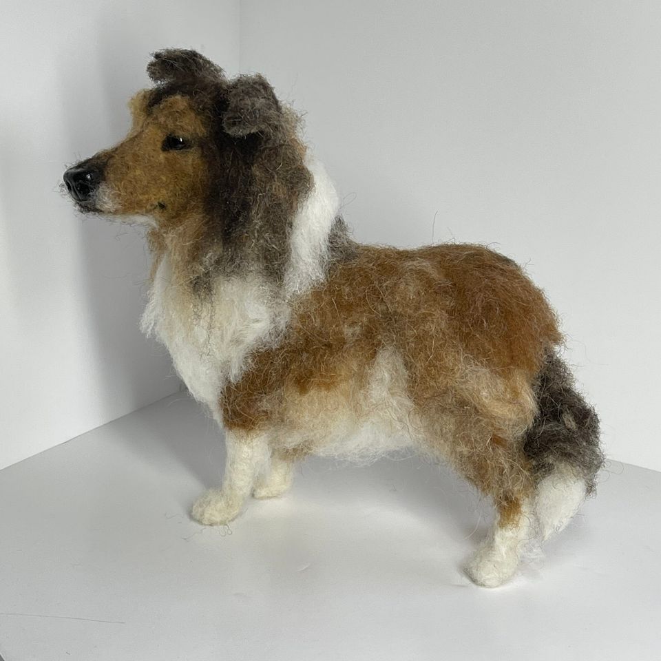 3D Pet Portrait of a Shetland Collie in felt