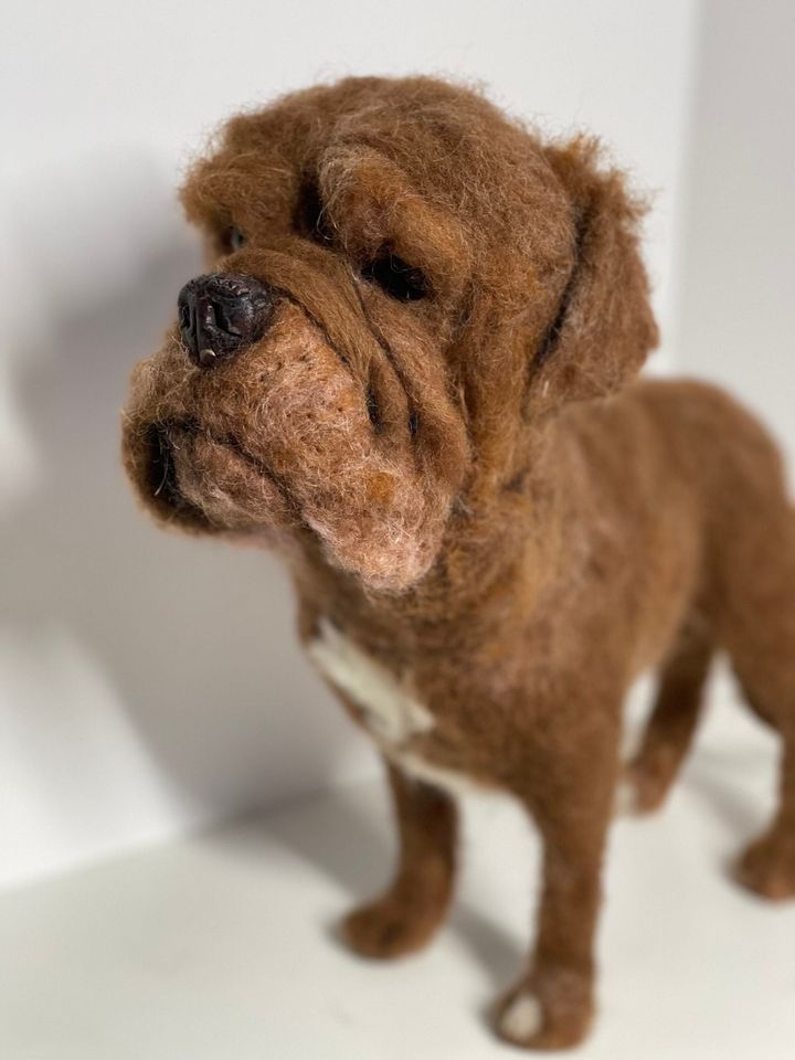 3D Pet Portrait of brown dog in felt