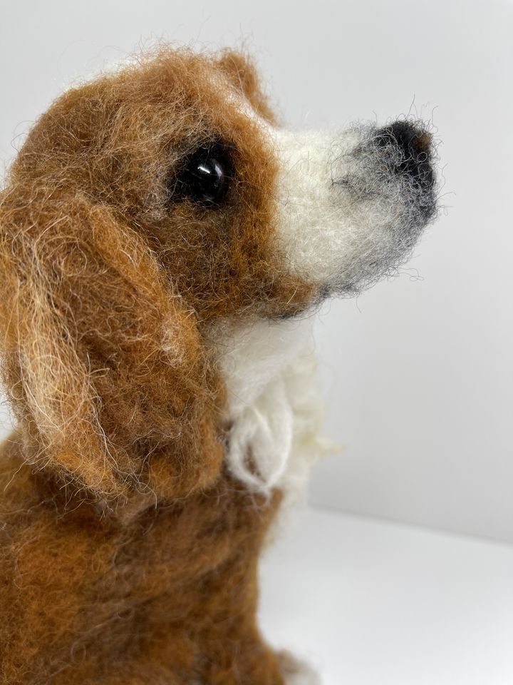 3D Pet Portrait of a ginger dog in felt