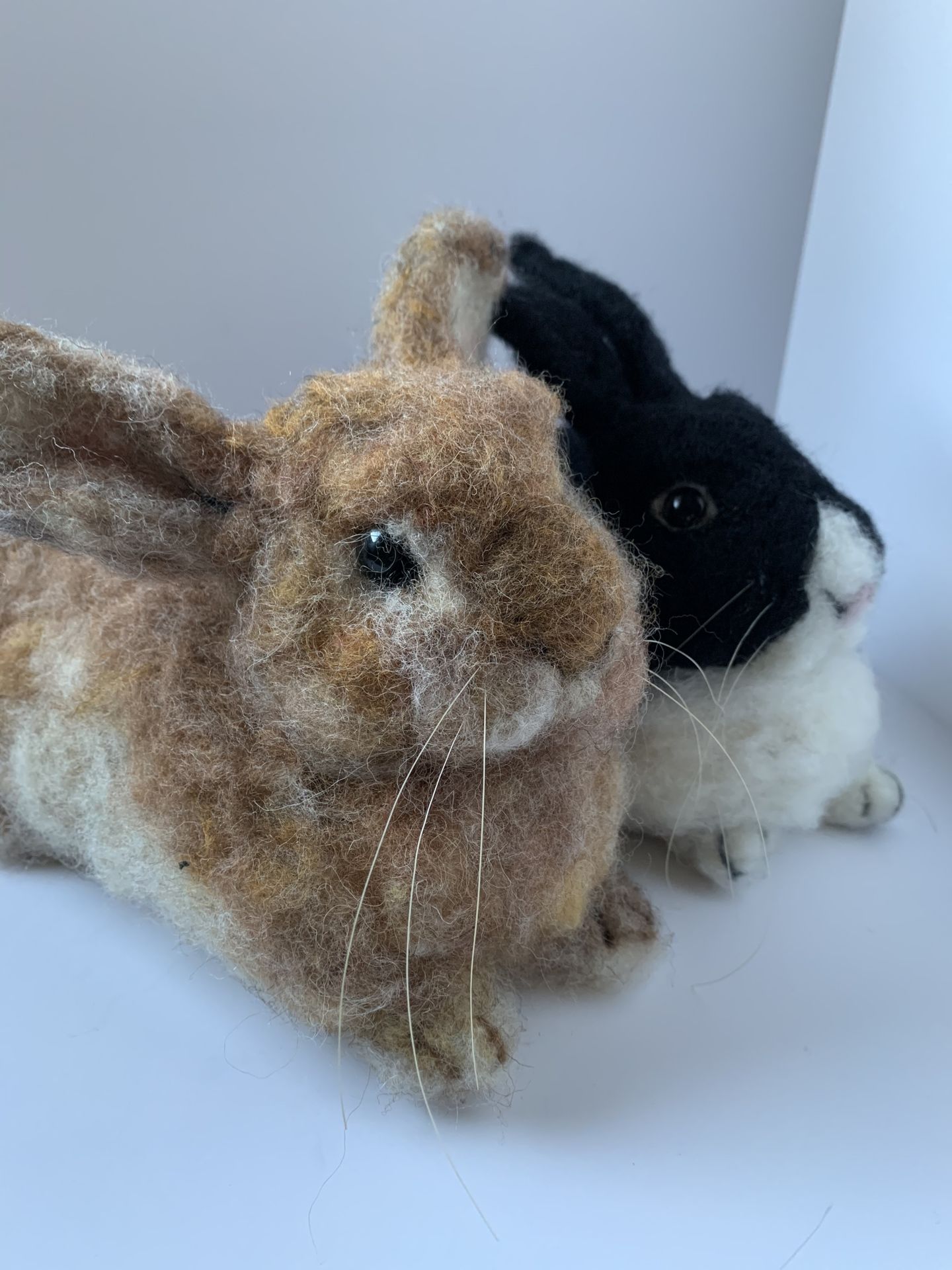 3D Pet Portrait of a two rabbits in felt